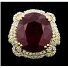 Image 1 : 14KT Yellow Gold 16.70ct Ruby and Diamond Ring