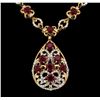 Image 2 : SILVER 24.63ctw Ruby and Diamond Necklace