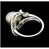 Image 3 : SILVER 10.50mm Tahitian Pearl and Diamond Ring