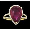 Image 1 : 14KT Yellow Gold 6.14ct Ruby and Diamond Ring