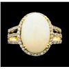 Image 1 : 14KT Yellow Gold 6.55ct Opal and Diamond Ring
