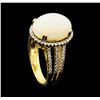 Image 4 : 14KT Yellow Gold 6.55ct Opal and Diamond Ring