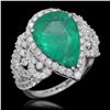 Image 1 : 14K Gold 4.55 Emerald 1.20 Diamond Ring