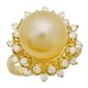 Image 1 : 14K Gold 12mm Pearl 0.77cts Diamond Ring