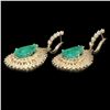 Image 2 : 14K Gold 13.73ct Emerald 4.01ct Diamond Earrings