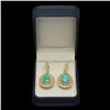 Image 3 : 14K Gold 13.73ct Emerald 4.01ct Diamond Earrings