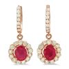 Image 1 : 14K Gold 2.97ct Ruby 2.15cts Diamond Earrings