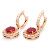 Image 2 : 14K Gold 2.97ct Ruby 2.15cts Diamond Earrings