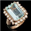 Image 1 : 14K Gold 7.55ct Aquamarine 1.51ct Diamond Ring