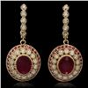 Image 1 : 14K Gold 6.70ct Ruby 1.20ct Diamond Earrings