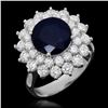 Image 1 : 14K Gold 3.43ct Sapphire 1.91ct Diamond Ring