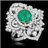 Image 1 : 18K Gold 3.11 Emerald 3.22 Diamond Ring