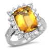 Image 1 : 14K Gold 3.91ct Yellow Beryl 1.15cts Diamond Ring