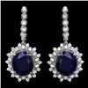 14k Gold 14ct Sapphire 2.00ct Diamond Earrings