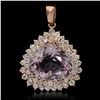14K Gold 11.58ct Morganite 2.60ct Diamond Pendant
