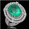 Image 1 : 14K Gold 8.93ct Emerald 2.31ct Diamond Ring