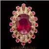 Image 1 : 14k Gold 19.23ct Ruby 1.10ct Diamond Ring
