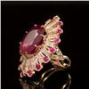 Image 2 : 14k Gold 19.23ct Ruby 1.10ct Diamond Ring