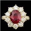 Image 1 : 14k Yellow Gold 3.00ct Ruby 2.10ct Diamond Ring