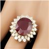 Image 3 : 14k Yellow Gold 12.00ct Ruby 1.95ct Diamond Ring