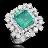 Image 1 : 14K Gold 2.90 Emerald 2.71 Diamond Ring