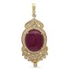 Image 1 : 14K Gold 49.31 ct Ruby 1.78ct Diamond Pendant