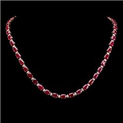 14k Gold 46.00ct Ruby 1.60ct Diamond Necklace