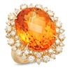 14K Gold 15.25ct Citrine 1.35cts Diamond Ring