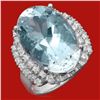 14k Gold 12.01ct Aquamarine 0.90 Diamond Ring