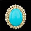 Image 1 : 14k Gold 12.00ct Turquoise 2.05ct Diamond Ring