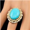 Image 3 : 14k Gold 12.00ct Turquoise 2.05ct Diamond Ring