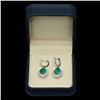 Image 2 : 14K Gold 7.24ct Emerald & 2.51ct Diamond Earrings