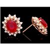 Image 3 : 14k Rose Gold 8.00ct Ruby 1.30ct Diamond Earrings