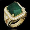 Image 1 : 14K Gold 9.94ct Emerald 2.00ct Diamond Ring