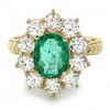 Image 2 : 18k Gold 2.00ct Emerald 2.00ct Diamond Ring