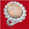 14K Gold 3.87ct Opal 1.80ct Diamond Ring