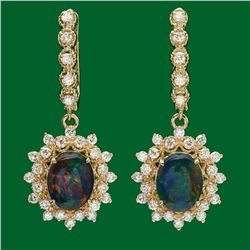 14k Gold 3.62ct Opal 1.60ct Diamond Earrings