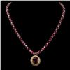 Image 1 : 14K Gold 59.34ct Ruby 3.10ct Diamond Necklace