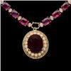 Image 2 : 14K Gold 59.34ct Ruby 3.10ct Diamond Necklace