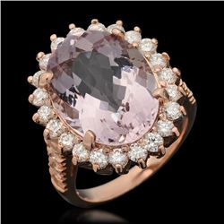 14k Gold 9.73ct Kunzite & 1.47ct Diamond Ring