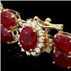 Image 2 : 14k Gold 53.00ct Ruby 0.50ct Diamond Bracelet
