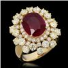 Image 1 : 14k Gold 5.23ct Ruby 3.47ct Diamond Ring