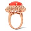 Image 2 : 14K Gold 6.39ct Coral 2.41cts Diamond Ring