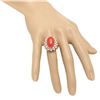 Image 3 : 14K Gold 6.39ct Coral 2.41cts Diamond Ring