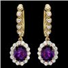 14k Gold 3.70ct Amethyst 1.30ct Diamond Earrings