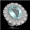 Image 1 : 14K Gold 14.97ct Aquamarine 2.75ct Diamond Ring