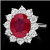 14k White Gold 4.50ct Ruby 1.75ct Diamond Ring