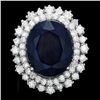14k Gold 13.00ct Sapphire 1.85ct Diamond Ring
