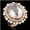 Image 1 : 14K Gold 11.52ct Morganite 1.92ct Diamond Ring