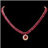 14k Gold 65.5ct Ruby 1.35ct Diamond Necklace